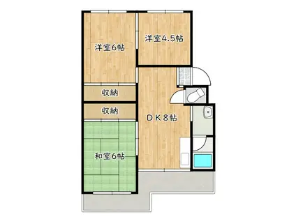 加茂コーポラス(3DK/1階)の間取り写真