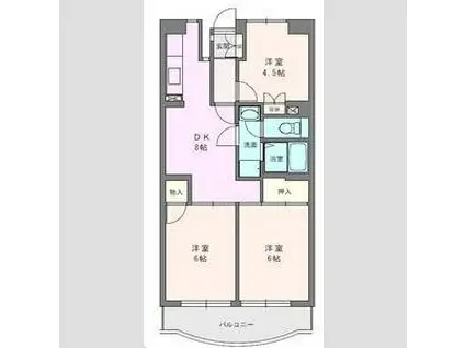 ボヌール秦野I(3DK/7階)の間取り写真