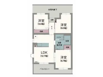 エクセルシオール(3LDK/3階)の間取り写真