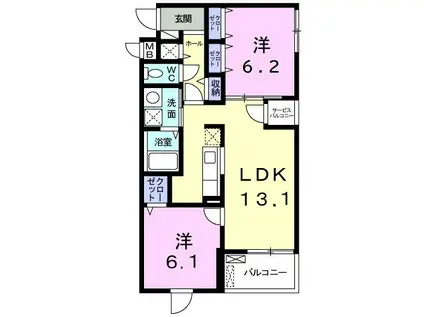 エムロード(2LDK/5階)の間取り写真