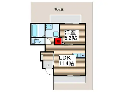 パラドール(1LDK/1階)の間取り写真