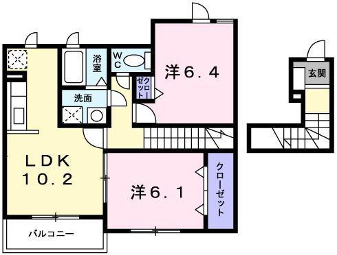 ライラック グレース(2LDK/2階)の間取り写真