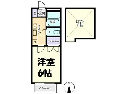 リルパイン越谷B棟(1K/1階)の間取り写真