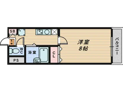 COLLECTION鳳東町(1K/3階)の間取り写真