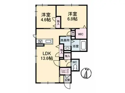 グリーンヒルズほことり七番館(2LDK/1階)の間取り写真