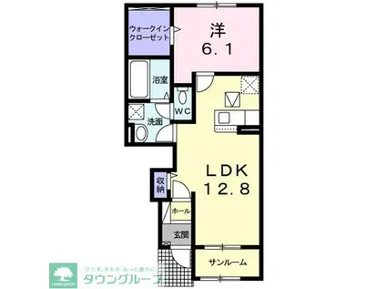 グランテリア瀬戸I A(1LDK/1階)の間取り写真