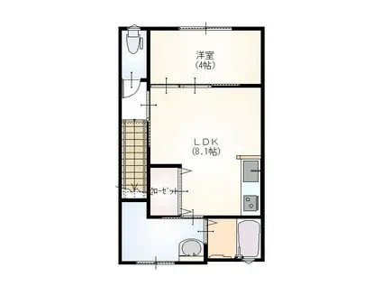 D-BOXアトレ(1LDK/2階)の間取り写真