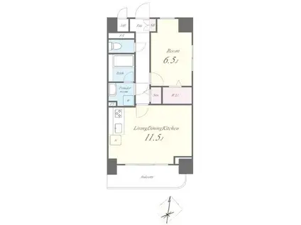 グラシーナ文京(1LDK/4階)の間取り写真