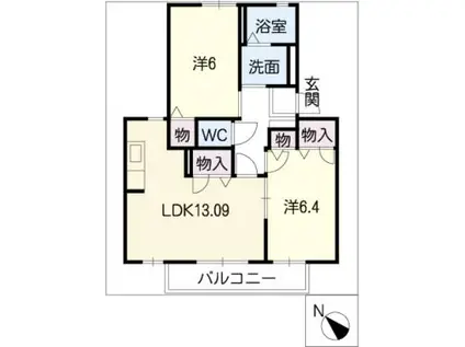 レインボーヒルズ(2LDK/1階)の間取り写真