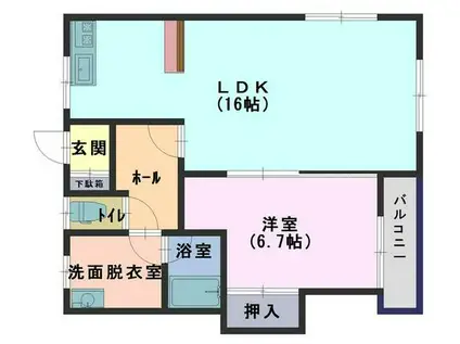 モキュール(1LDK/2階)の間取り写真