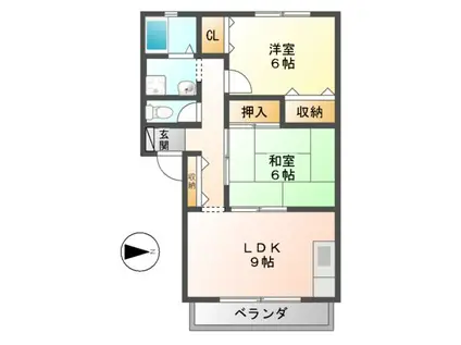 ベルナ-ル加川(2DK/2階)の間取り写真