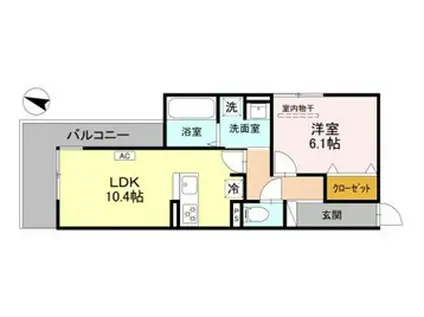 NOBLE TERRACE中山手(1LDK/3階)の間取り写真