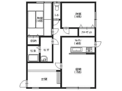 コーポ私市(2LDK/2階)の間取り写真