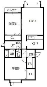 パルフェI(2LDK/1階)の間取り写真