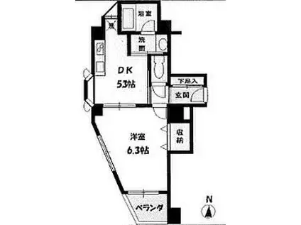 ベルジェ西大井(1DK/9階)の間取り写真