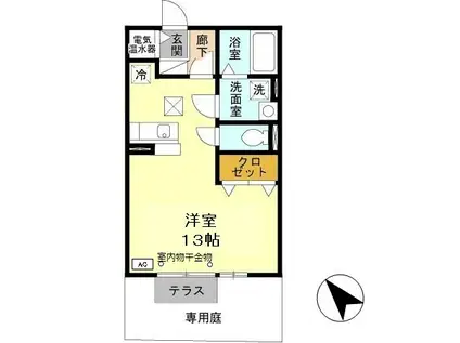 クレインウッド恵美酒 A棟(ワンルーム/1階)の間取り写真