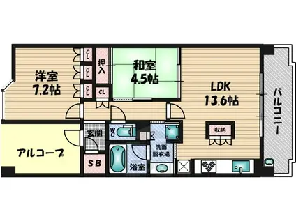 クレヴィア江坂(2LDK/6階)の間取り写真