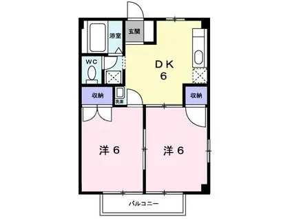 ニューシティハピネスB(2DK/2階)の間取り写真