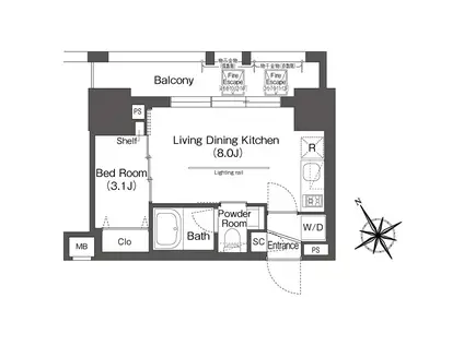 BLUROCK後楽園(1LDK/11階)の間取り写真