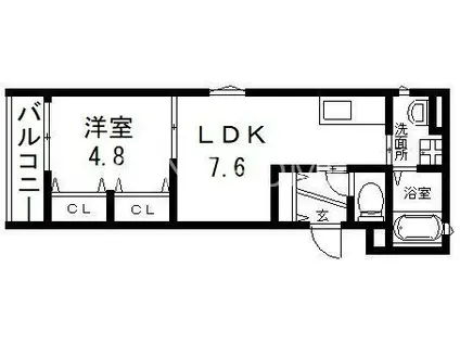 ラモーナ長瀬I(1LDK/2階)の間取り写真