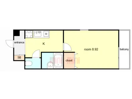 アルビオン新北野(1K/5階)の間取り写真