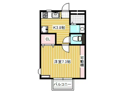 ハウス・ビル(1K/2階)の間取り写真