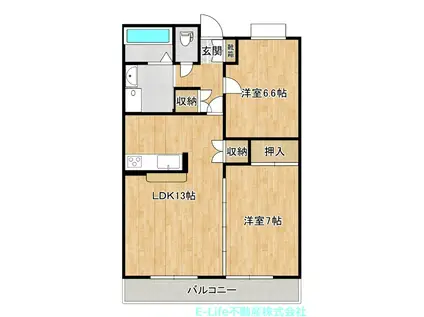 エスポワール帯山(2LDK/1階)の間取り写真