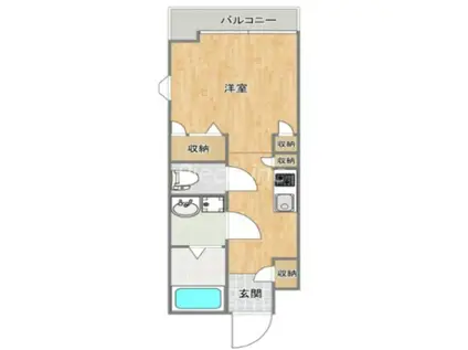 クレール谷町(1K/4階)の間取り写真