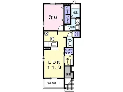 パークサイド上小路(1LDK/1階)の間取り写真