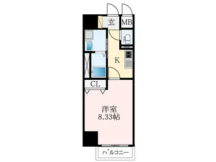 FREEDOM RESIDENCE 藤井寺岡(1K/3階)の間取り写真