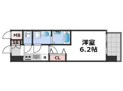エスリードレジデンス大阪難波(1K/5階)の間取り写真