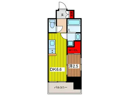 ルミエール浦和仲町(1DK/7階)の間取り写真