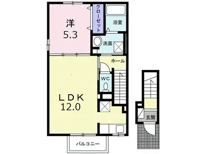 シャルマン 宇和島(1LDK/2階)の間取り写真