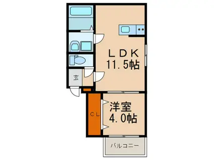TALATTA香椎駅前(1LDK/1階)の間取り写真