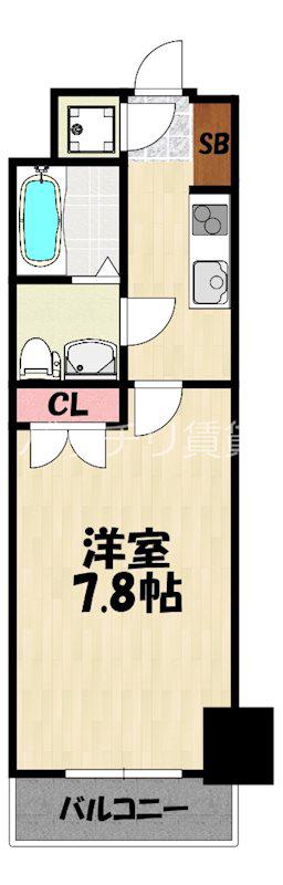 NO.67 BENEFIT 21 博多(1K/4階)の間取り写真