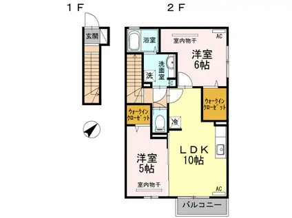 セジュール島西(2LDK/2階)の間取り写真