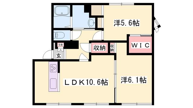 ハイツ宝和(2LDK/1階)の間取り写真