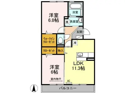 シャングリ・ラ光栄(2LDK/2階)の間取り写真