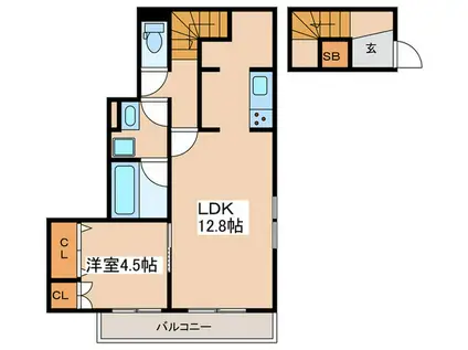 スカイハイツ(1LDK/2階)の間取り写真