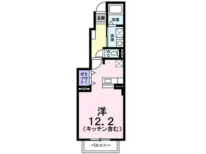 グランツ・ミルト(ワンルーム/1階)の間取り写真