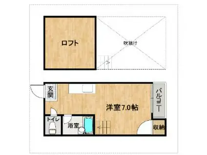 アイルパレス(ワンルーム/2階)の間取り写真