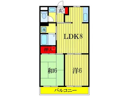 薬円台ガーデンタウン(2DK/1階)の間取り写真