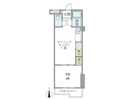 大井鹿島谷ハイツ(1DK/2階)の間取り写真