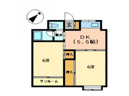 大手町山本ビル(2DK/2階)の間取り写真