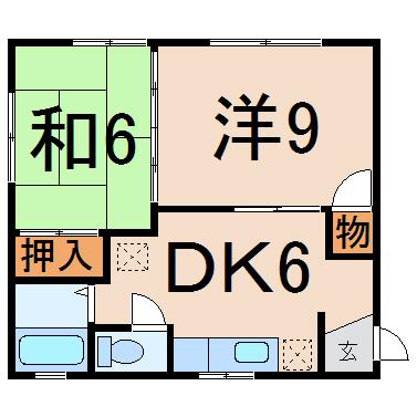 サニーコート(2DK/2階)の間取り写真