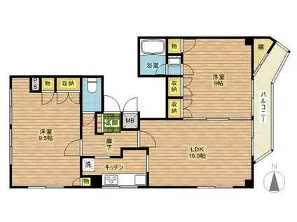 レイランド・アザブ(2LDK/8階)の間取り写真