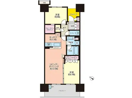 東京フロントコート(2LDK/9階)の間取り写真