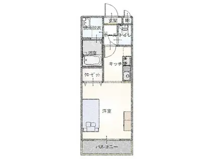 ベスト京町マンション(1K/2階)の間取り写真