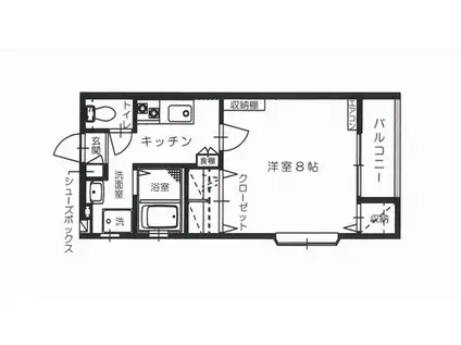 オーシャン高田(1K/2階)の間取り写真