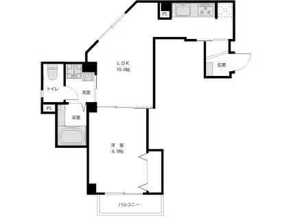 ルークスアルファ上星川(1LDK/4階)の間取り写真